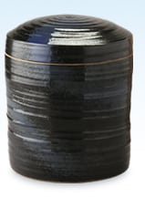 瀬戸焼骨壺 手作り黒青流